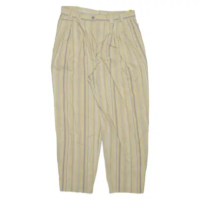 Striped Lined Blend Beige Regular Tapered Trousers Womens W29 L26