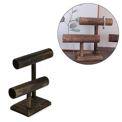 2-Tier Wood T Bar Bracelet Display Stands
