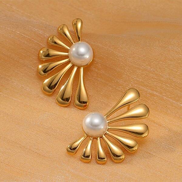 304 Stainless Steel ABS pearl Stud Earrings