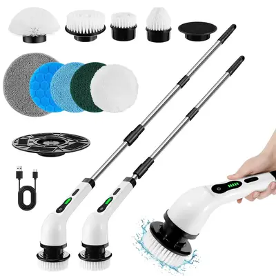 Electric Spin Scrubber, Summer Handheld Spin Brush Cleaner with Replaceable Brush Heads, Rechargeable Cordless Bathroom Scrub...