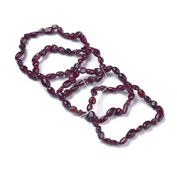 Natural Garnet Bead Stretch Bracelets