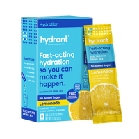 HYDRANT Fast Acting Hydration Electrolyte Drink Mix Pack - 8 Sticks No Added Sugar Lemonade Flavor Energy Sport Beverage