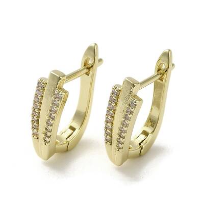 Brass Micro Pave Cubic Zirconia Arch Hoop Earring