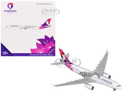 Airbus A330-200 Commercial Aircraft Hawaiian Airlines (N389HA) White with Purple Tail 1/400 Diecast Model Airplane by Gem...
