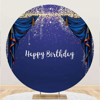 Aperturee Round Glitter And Purple Theme Happy Birthday Backdrop | Round Backdrop Cover Diy | Custom Round Backdrop | Circle ...