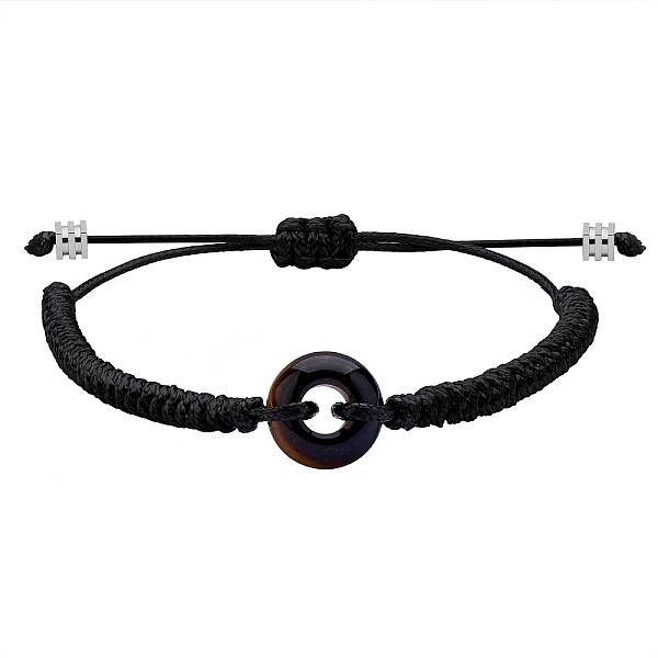 Natural Tiger Eye Donut Braided Bead Bracelet