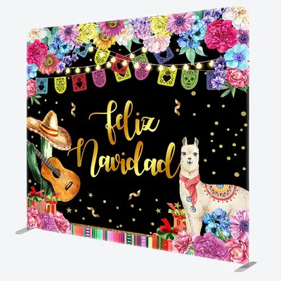 Aperturee Light Floral Lamp Feliz Navidad Pillow Case Backdrop - Aperturee