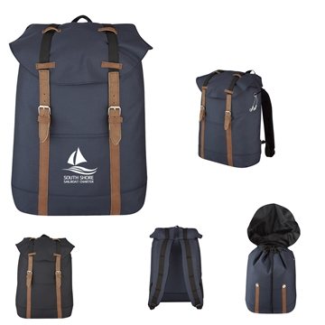 13 Promotional Flap Drawstring Backpack - 900D Polyester & Padded