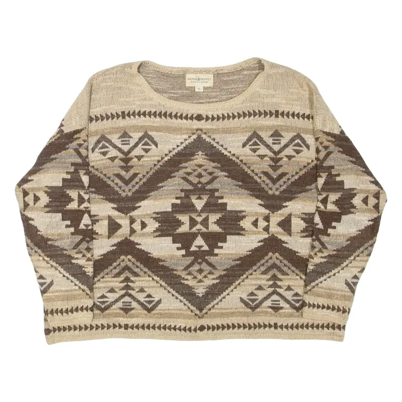 RALPH LAUREN DENIM & SUPPLY Womens Patterned Jumper Brown 90s XL