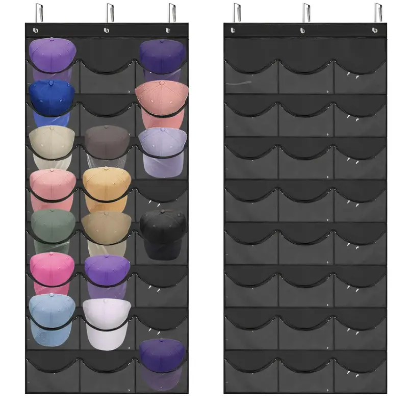 Door Back Hanging Baseball Cap Storage Bag, 1 Count 24 Pocket Hanging Baseball Cap Holder, Hat Storage Organizer for Door Bac...