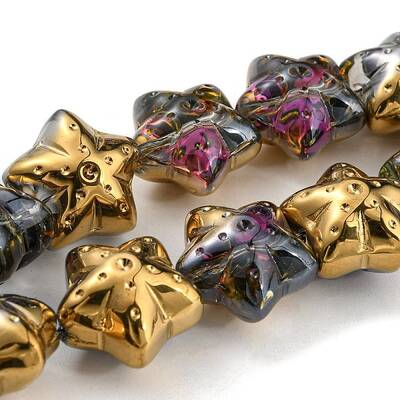 Half Plated Electroplate Transparent Glass Beads Strands
