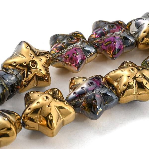 Half Plated Electroplate Transparent Glass Beads Strands