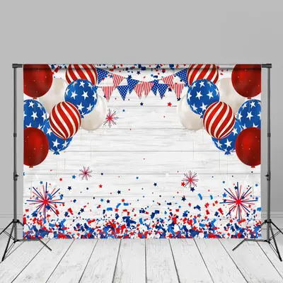 Blue Red Balloons Happy Independence Day Backdrop - Aperturee