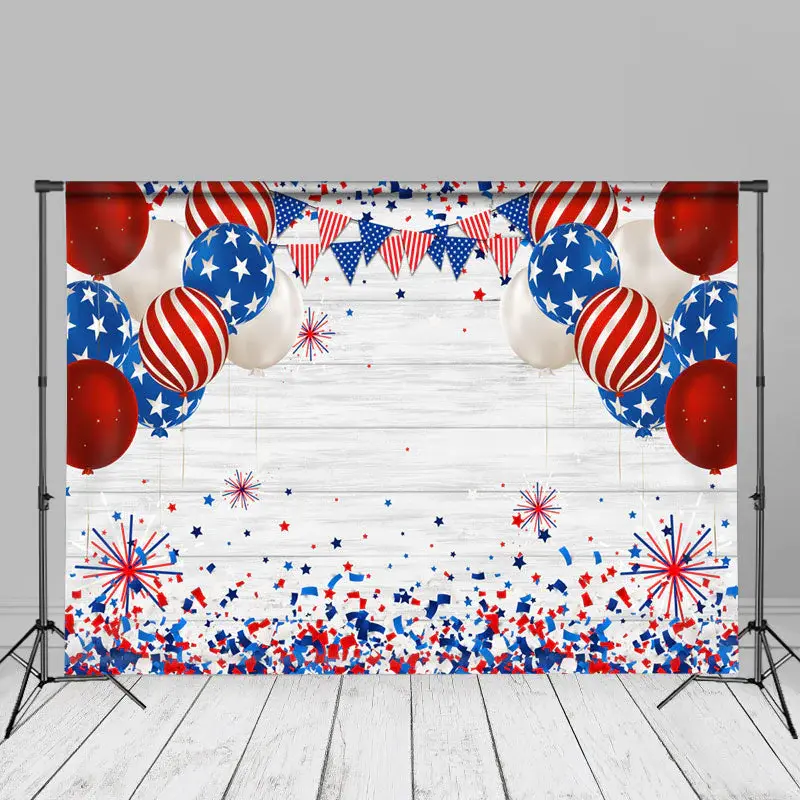 Blue Red Balloons Happy Independence Day Backdrop - Aperturee
