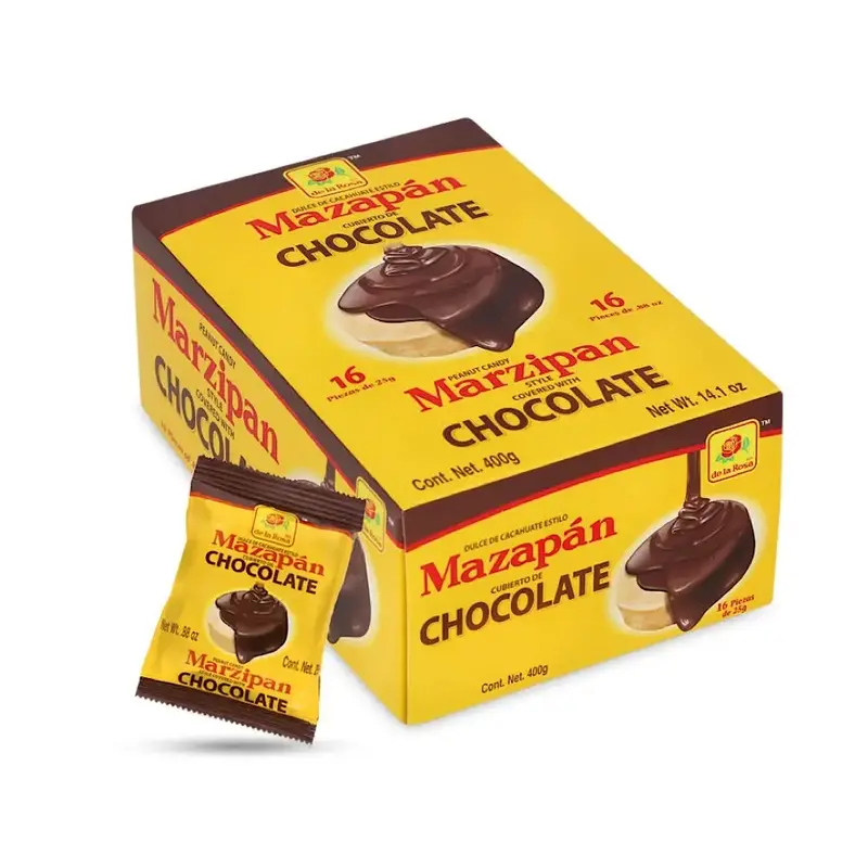 Mazapan Chocolate DLR Mexican Original Traditional Peanut Candy Regular and covered in chocolate Flavor 16 Count