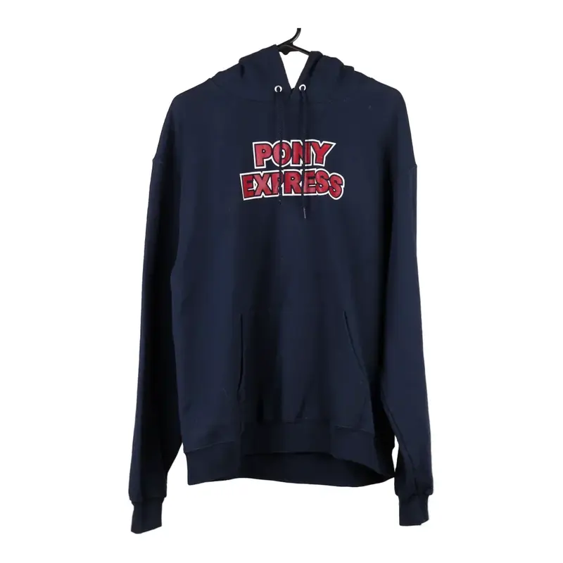 Pony Express Champion Hoodie - Large Navy Cotton Blend