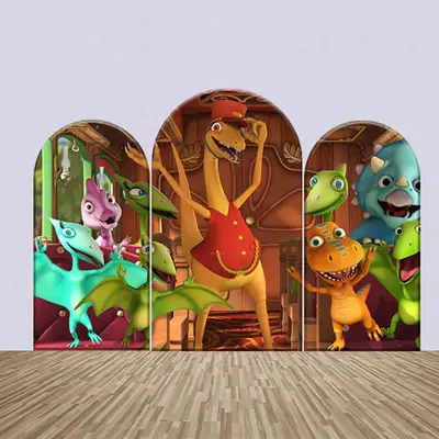 Colorful Dinosaurs House Party Arch Backdrop Kit - Aperturee