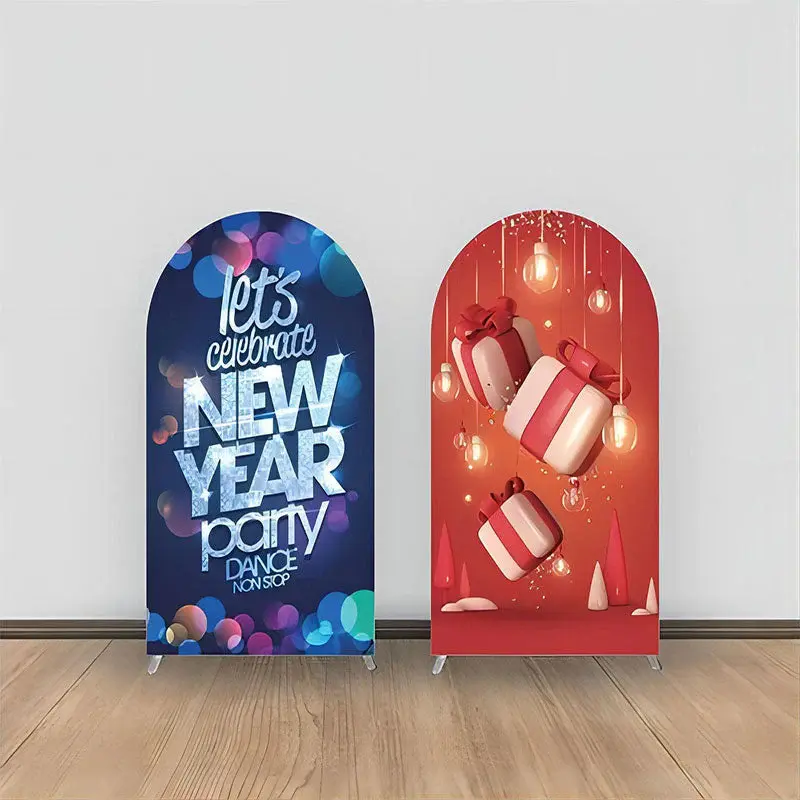 Aperturee Blue Bokeh Red Gift Double Sided Arch Backdrop Kit | Chiara Arch Backdrop Diy | Wedding Arch Backdrop | Diy Round A...