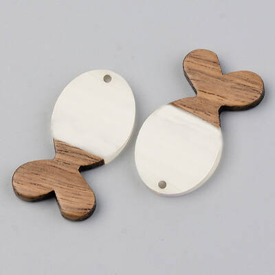 Opaque Resin & Walnut Wood Pendants