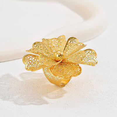 Elegant Middle Eastern Style Flower Iron Cuff Rings for Wedding Party