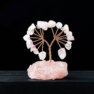 Natural Rose Quartz Chips Tree Decorations