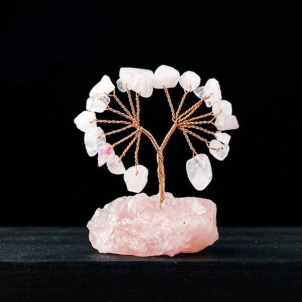 Natural Rose Quartz Chips Tree Decorations