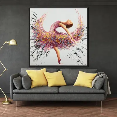 Large Abstract Ballerina Painting Framed Wall Art Dancing Girl Oil Painting Modern Painting Canvas Impasto Painting | BALLERI...