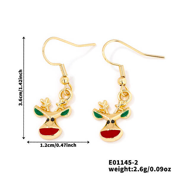 Christmas Theme Brass Dangle Earrings