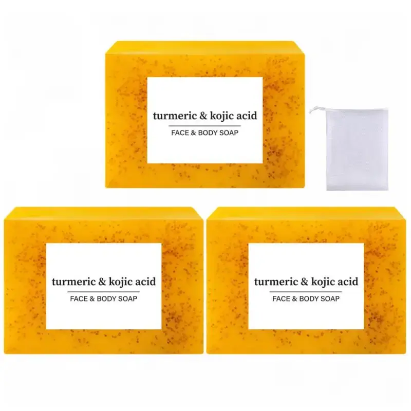 Lemon Turmeric & Kojic Acid Soap Bar for Face & Body Wash, Daily Skin Cleanser Sets for Women & Men, Moisturizing Gentle Koji...