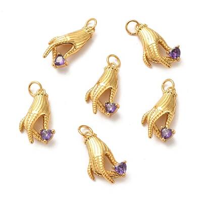 Brass Micro Pave Lilac Cubic Zirconia Pendants