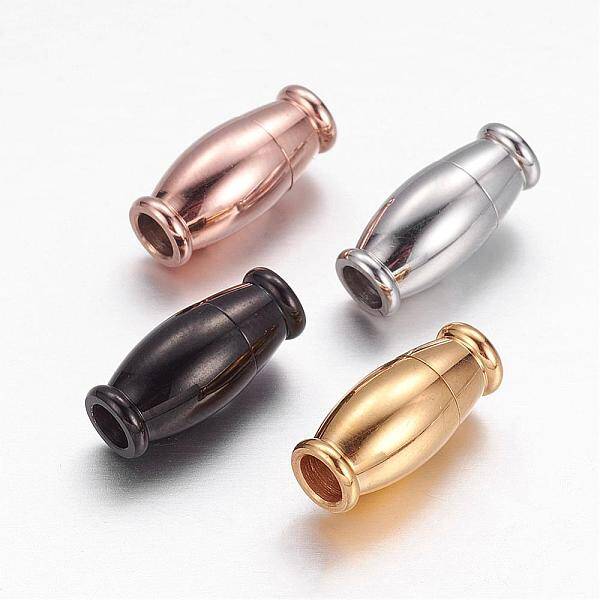 Barrel 304 Stainless Steel Magnetic Clasps with Glue-in Ends