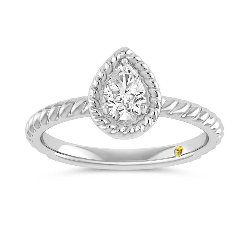 Soleil Lab Grown Pear Shaped Solitiare Diamond Ring | 10K White Gold 2 1/2 CT. TW.