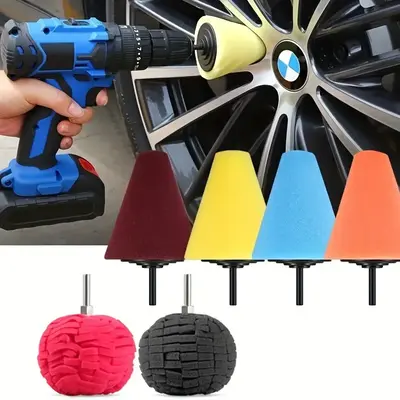Car Wheel Hub Polishing Cone Sponge, Universal Car Wheel Hub Care Sponge, Polishing Sponge for Aluminum and Stainless Steel, ...