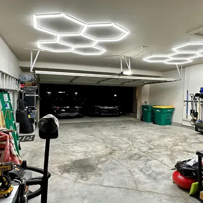 Glitnous Super Bright 6500K Hexagon Led Lights 25 Pack 240W Garage Ceiling Work Light Energy Saving Long Lifespan for Game Ro...