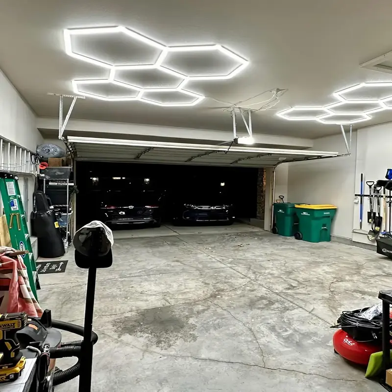 Glitnous Super Bright 6500K Hexagon Led Lights 25 Pack 240W Garage Ceiling Work Light Energy Saving Long Lifespan for Game Ro...