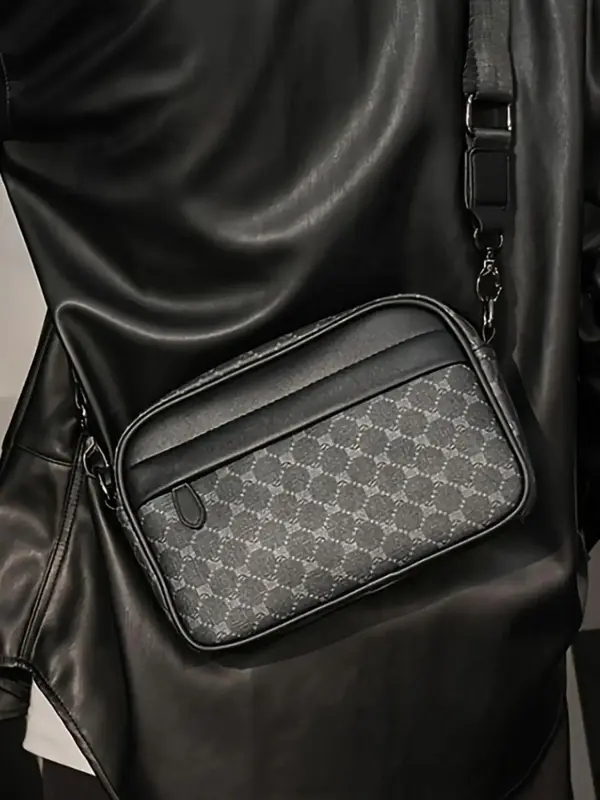 Men's Business Fashion Zipper Crossbody Bag, Casual Pu Leather Square Crossbody Bag for Daily Used, Trendy Versatile High-qua...