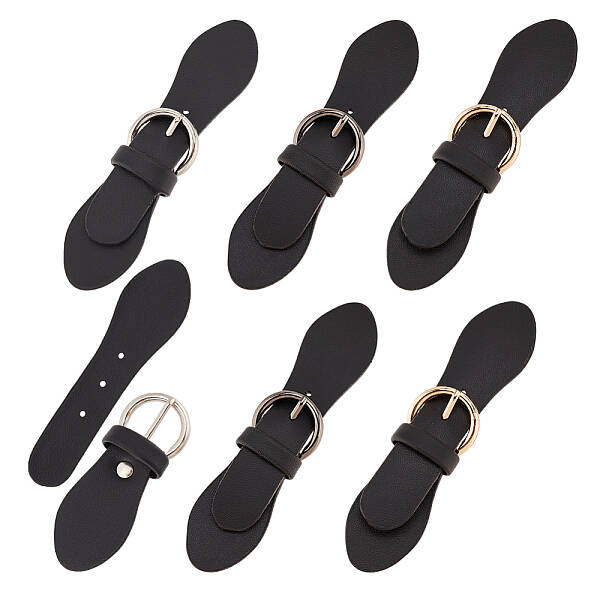 6 Sets 3 Colors Black PU Leather Buckles