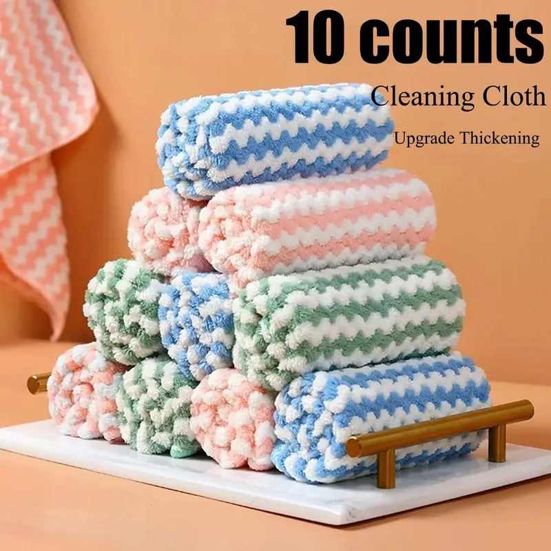 10 Counts Microfiber Cleaning Cloth Thickened,Reusable and Washable Towels,Super Soft Absorbent Dish Rags Cloths,Suitable for...