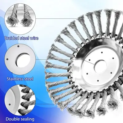 10 Inch Steel Wire Rotary Weed Brush Cutter Trimmer Head for Weed Cutter Eater, Unbreakable Wired Trimmer Blade, Weed Trimmer...