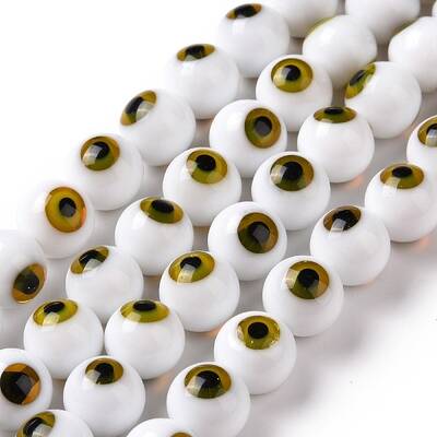 Handmade Evil Eye Lampwork Round Bead Strands