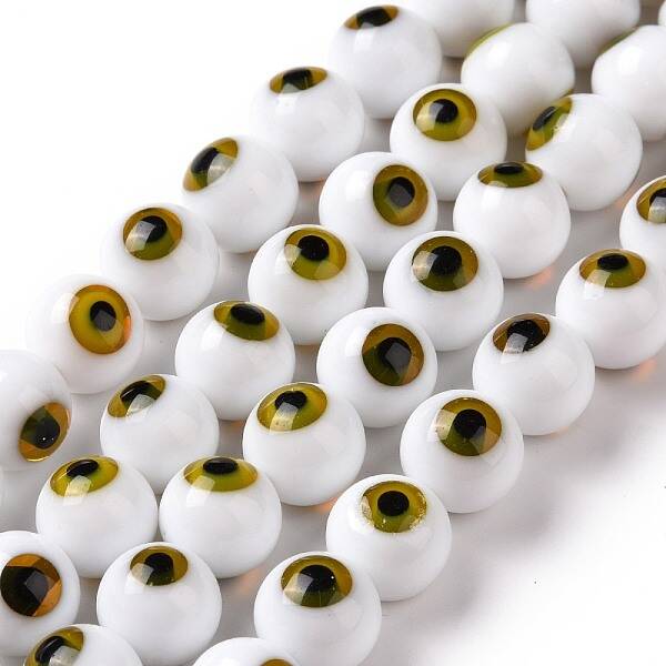 Handmade Evil Eye Lampwork Round Bead Strands
