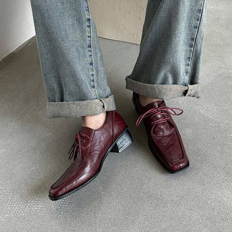 CHIKO Aina Square Toe Block Heels Oxfords Shoes