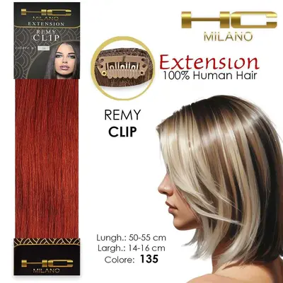 Hc milano natural hair 3 clips 1 strip remy width 14-16cm length 55cm col.135