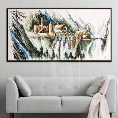 Castle Abstract Oil Artwork Original Castle Paintings On Canvas | ELFEN LIED