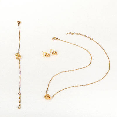 Modern Stainless Steel Two Intertwined Circles Bracelets & Earrings & Necklaces