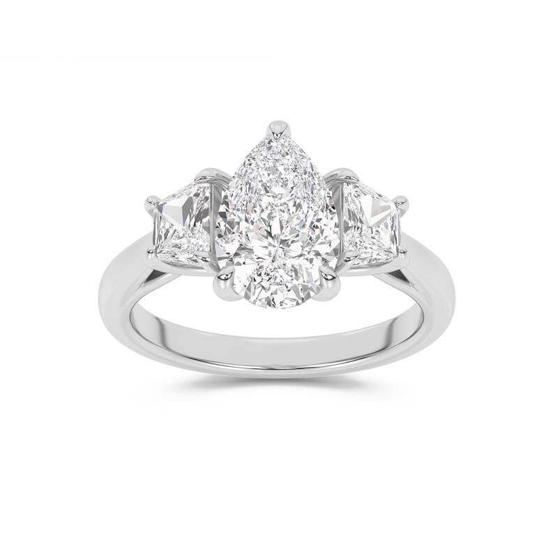 Amara Chand Lab Grown Pear Shape Diamond Engagement Ring | 10K White Gold 4 1/4  CT. TW.