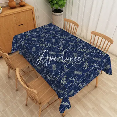 Aperturee Exquisite White Flower And Leaf Rectangle Tablecloth, 52 x 70 inch, 30.82 USD, rectangle tablecloths, ZWH01990-A