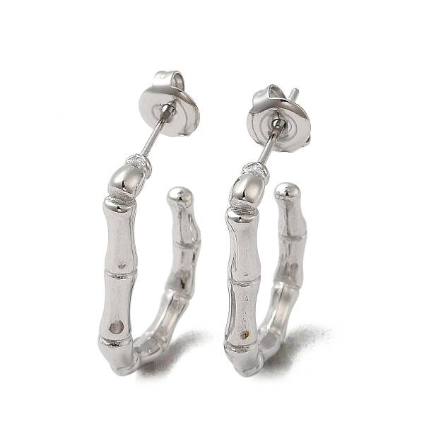 Non-Tarnish 304 Stainless Steel Bamboo Stick Stud Earrings