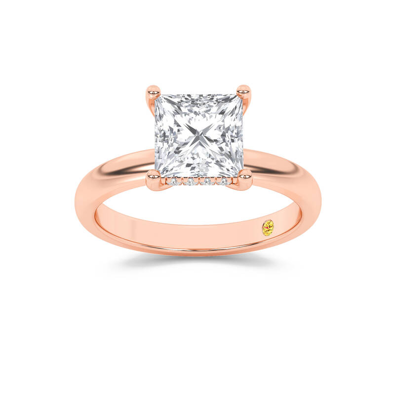 Firefly Hidden Halo Princess Cut Lab Grown Diamond Engagement Ring | 18K Rose Gold 3 3/5 CT. TW.