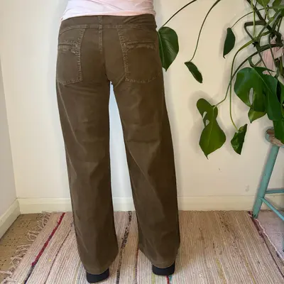 Lj Cord Trousers - 32W UK 10 Khaki Cotton